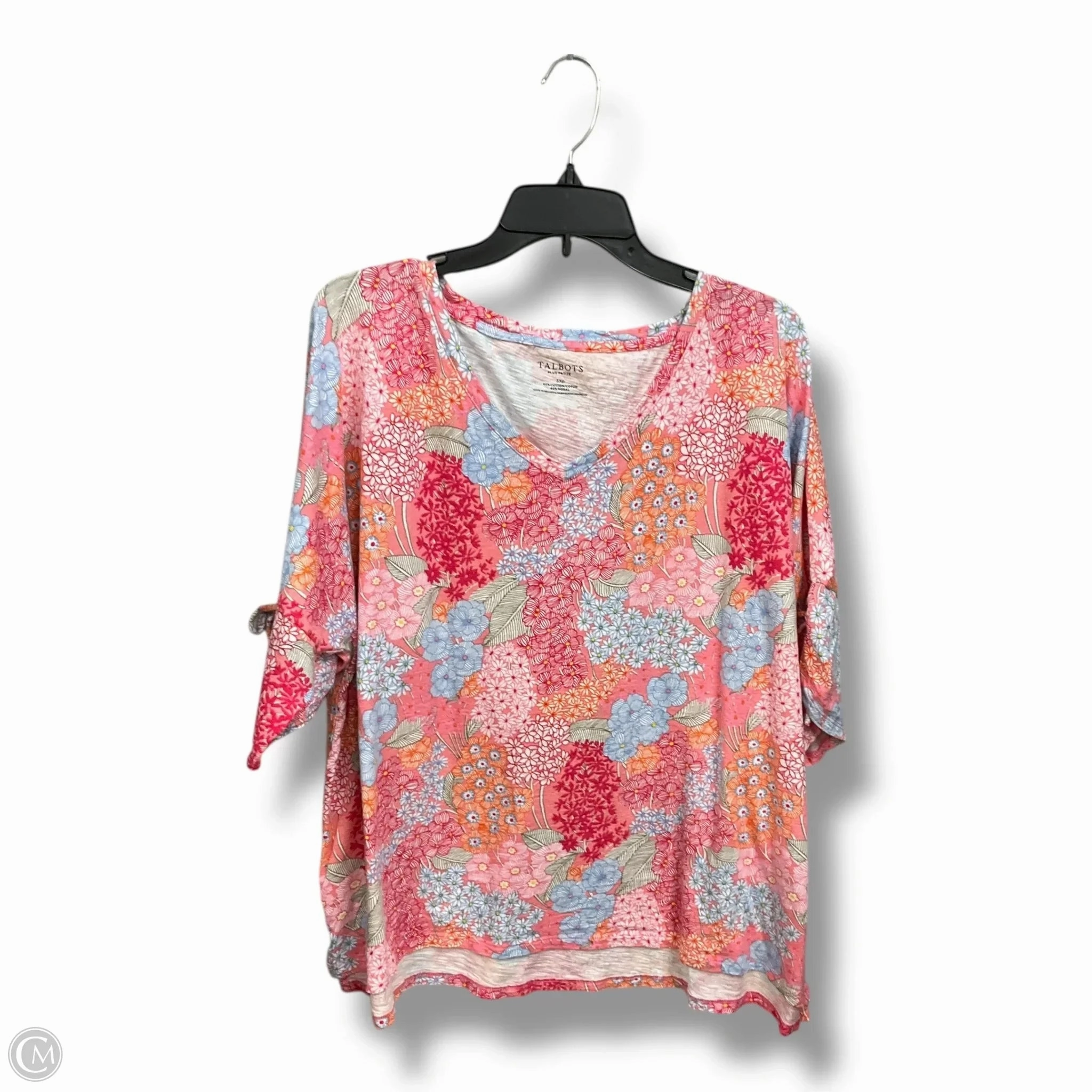 Cozy Flex Top Short Sleeve By Talbots In Floral Print, Size: 3x