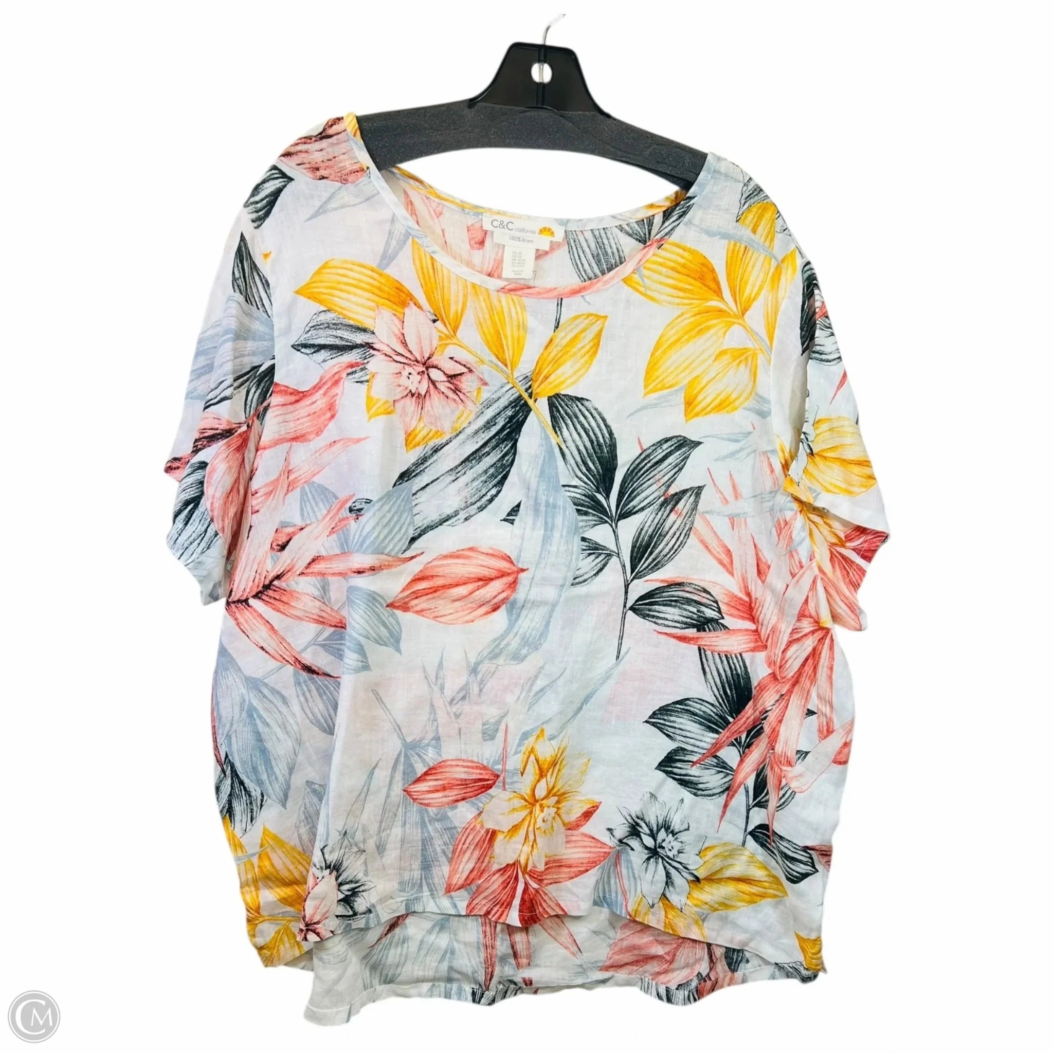 Top Short Sleeve By C And C In Pink & White, Size: 2x Pastel color