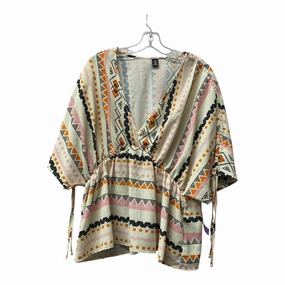 OdorResistant Fabric Daily Comfort Style Top Ss By Shein In Cream & Orange, Size:2X