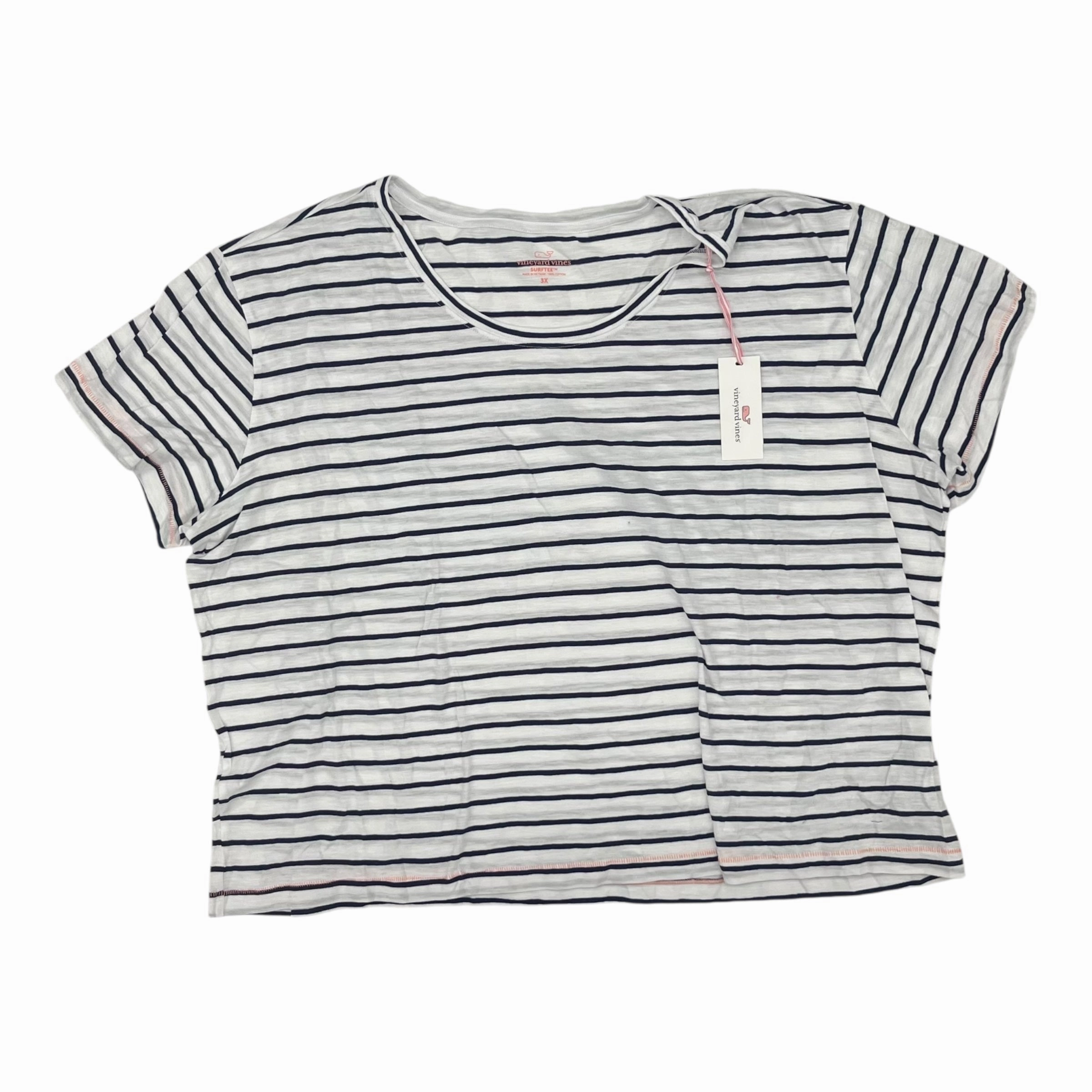 Top Ss By Vineyard Vines In Blue & White, Size:3X Casual Essential Wear Perfect Layer