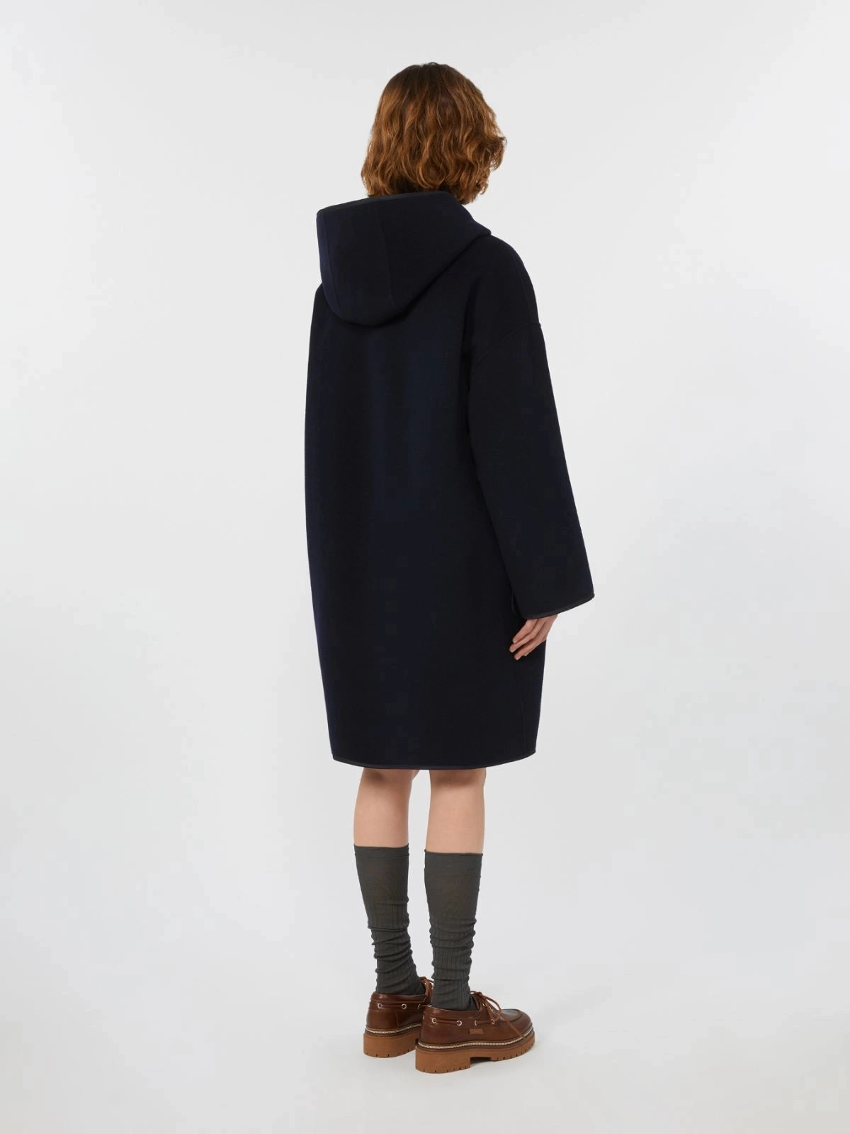 Three Layer Laminate Eco Nice Weekend Max Mara Bergen Coat in Navy