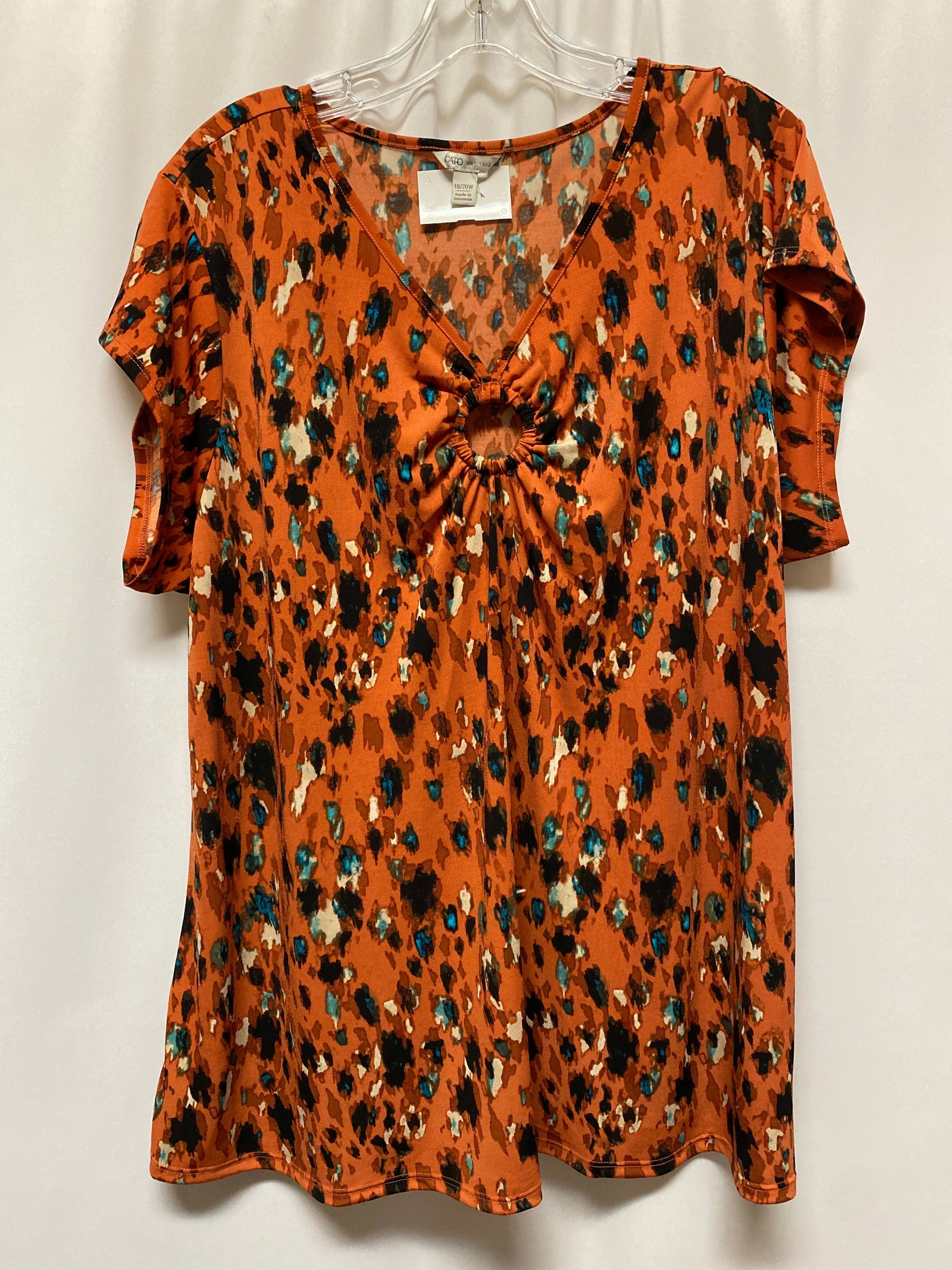 Top Short Sleeve By Cato In Orange, Size: 1x Quick Fit Design Casual Mode