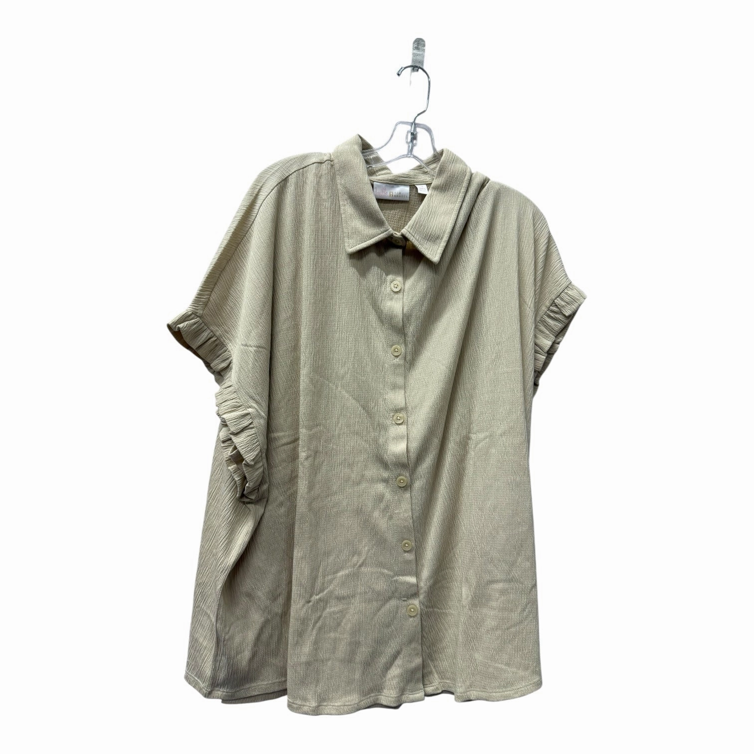 Top Ss By Belle By Kim Gravel In Beige, Size:3X Fur combination