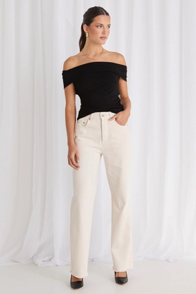 Simple Utility Juniper Ecru High Waist Wide Leg Jean