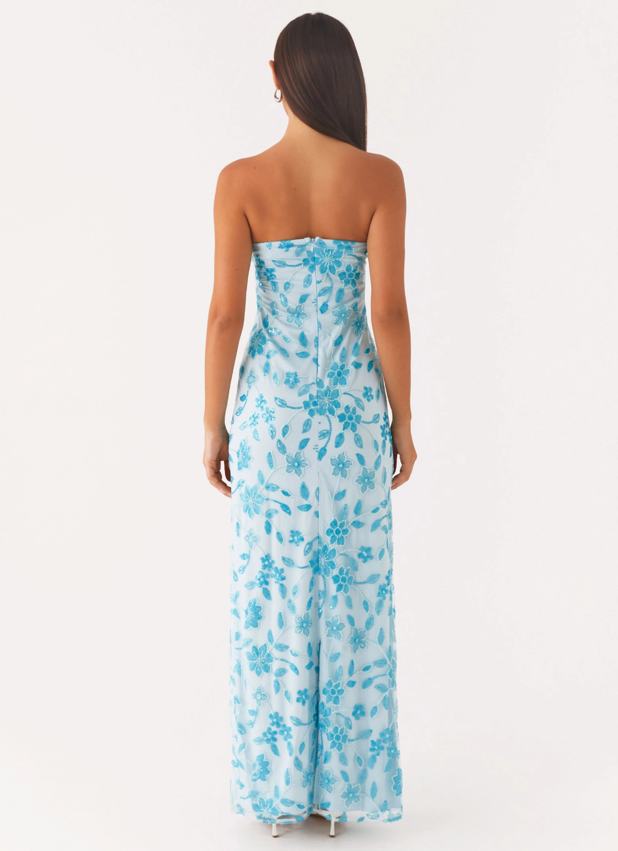 Fresh Aesthetic Prism Beaded Maxi Dress - Blue