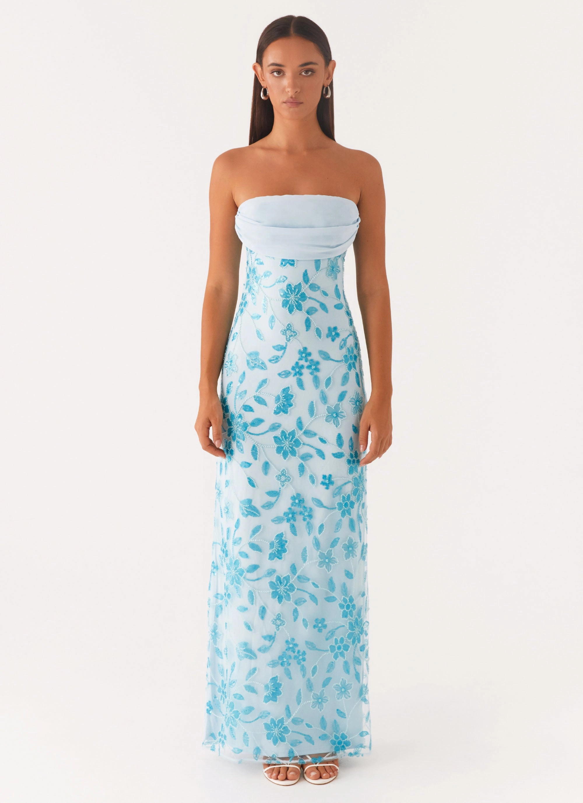 Prism Beaded Maxi Dress - Blue WideCollarDesign