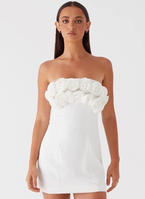 Bouquet Dream Mini Dress - White Perfect Cut Work or Casual