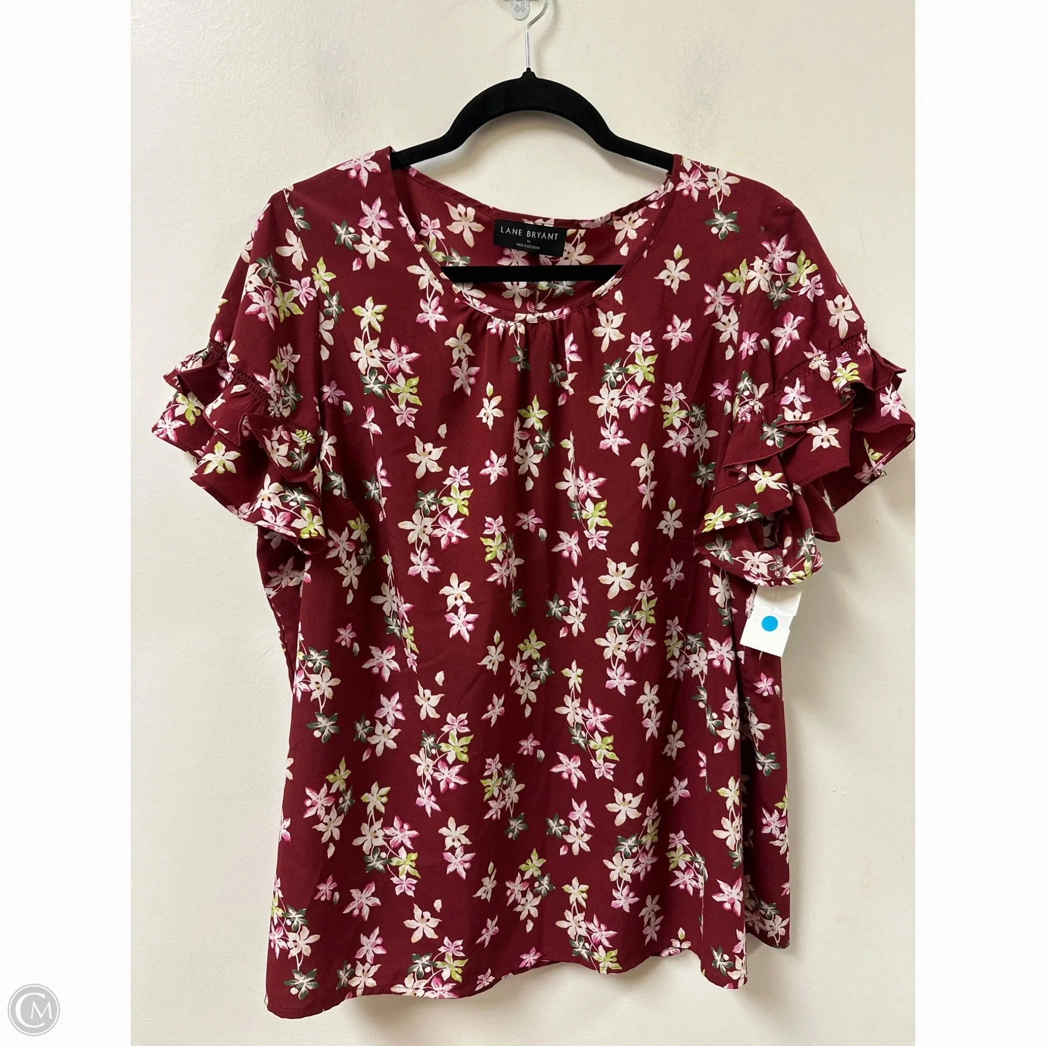 Eco-friendly Top Short Sleeve By Lane Bryant In Red, Size: 1x