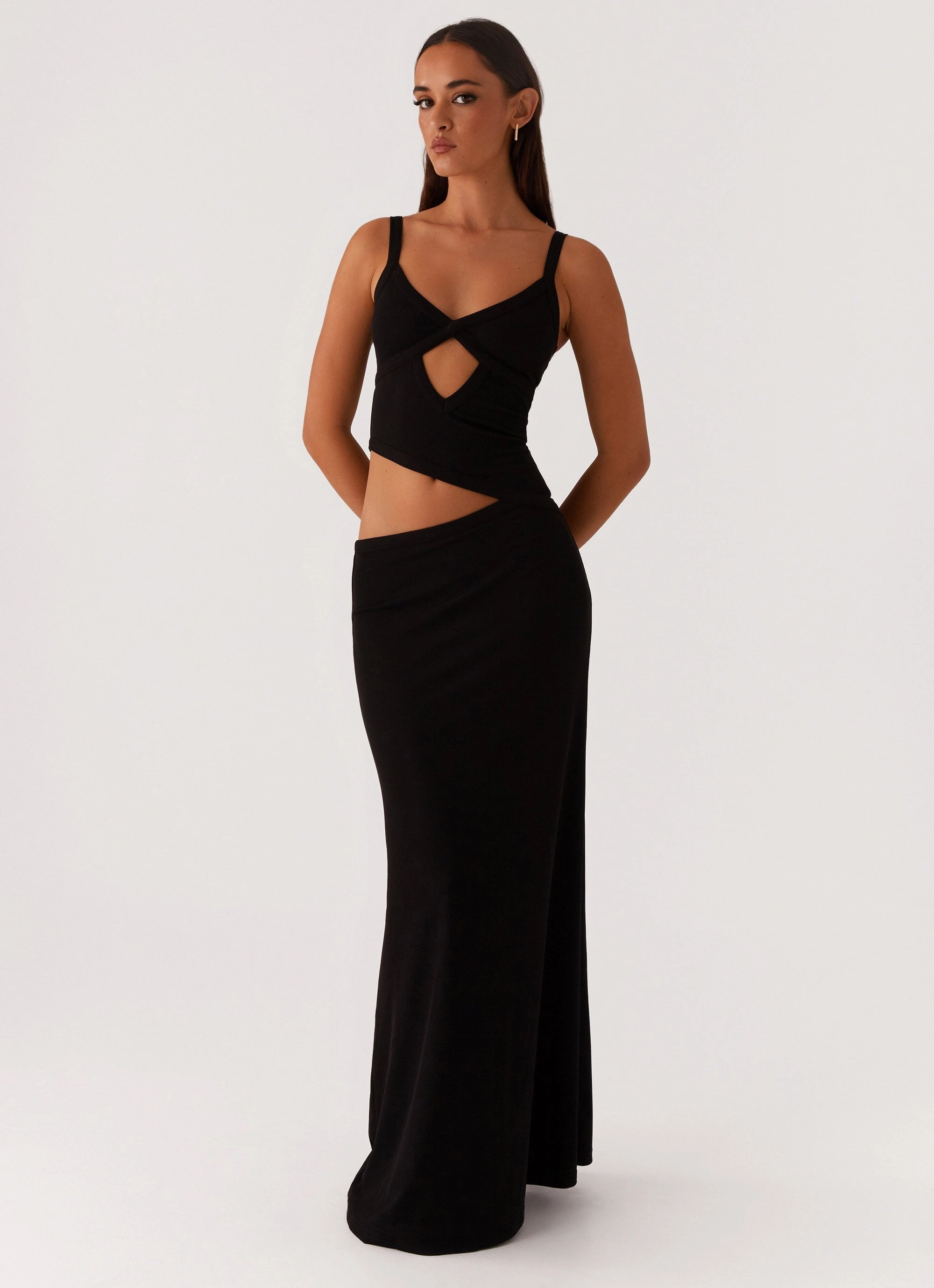 Snap-Closure Detachable-Detail Jocelyn Maxi Dress - Black