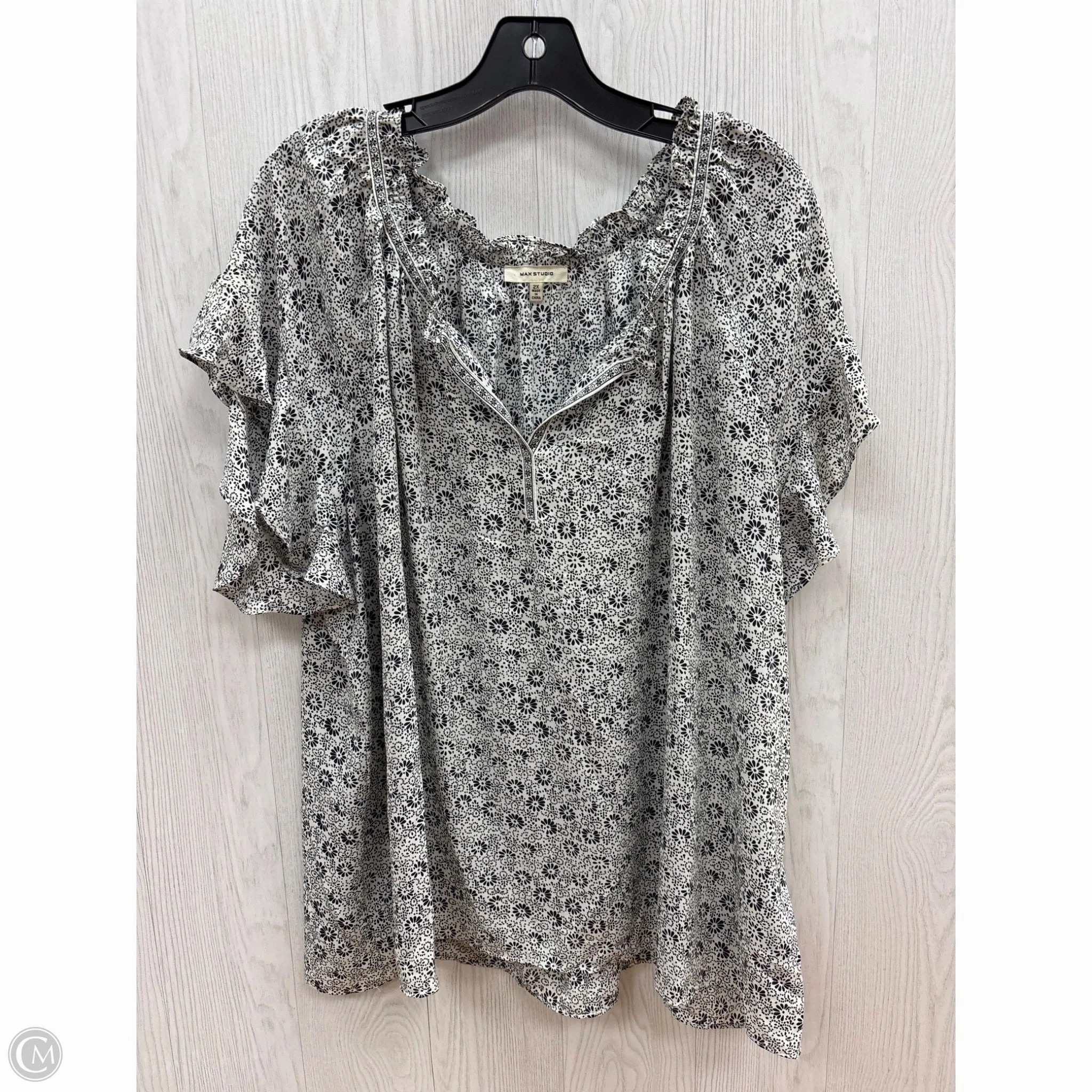 Top Short Sleeve By Max Studio In Black & Cream, Size: 2x All-Purpose Comfort