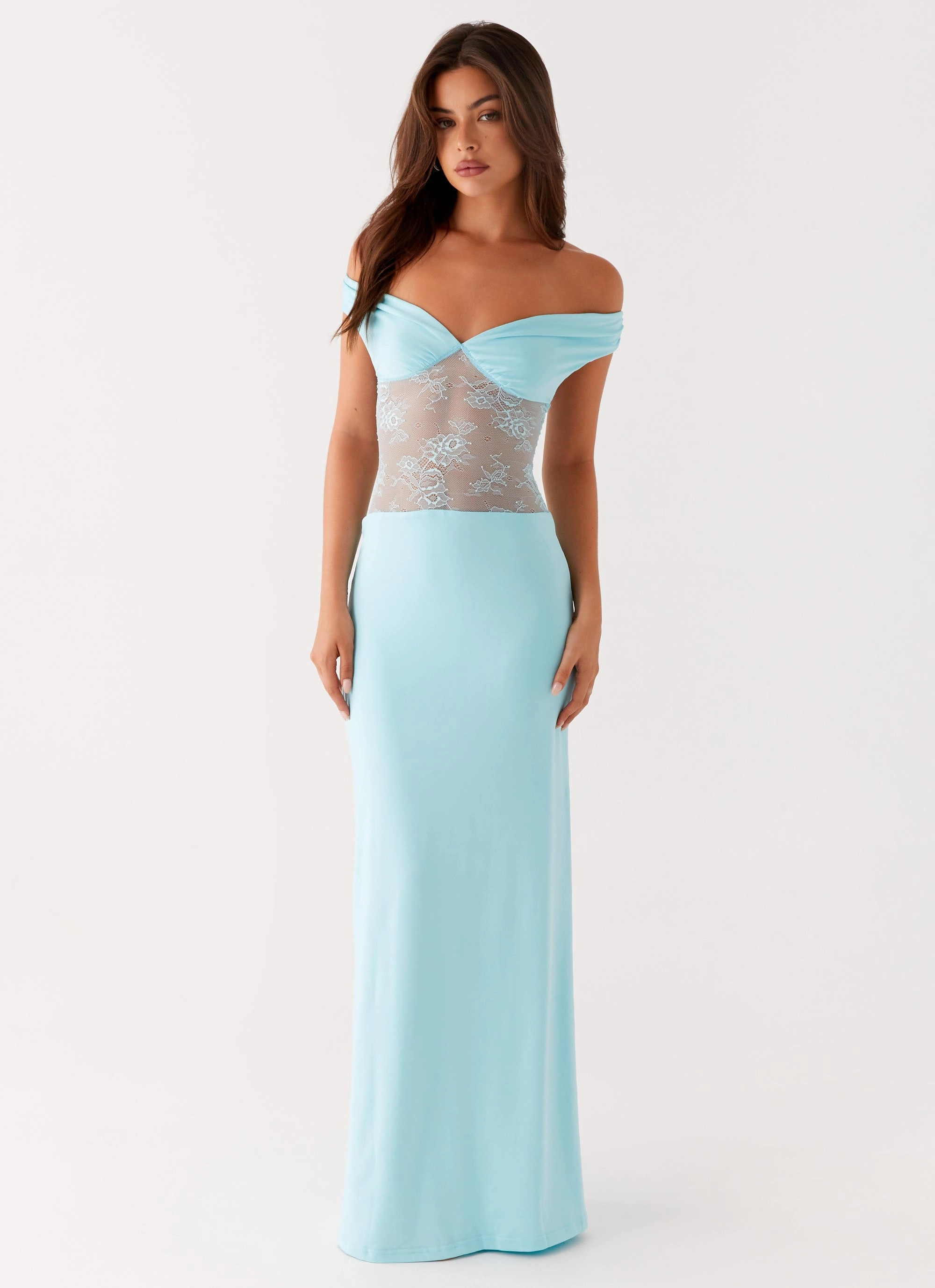 Natural Form Infatuation Lace Maxi Dress - Turquoise