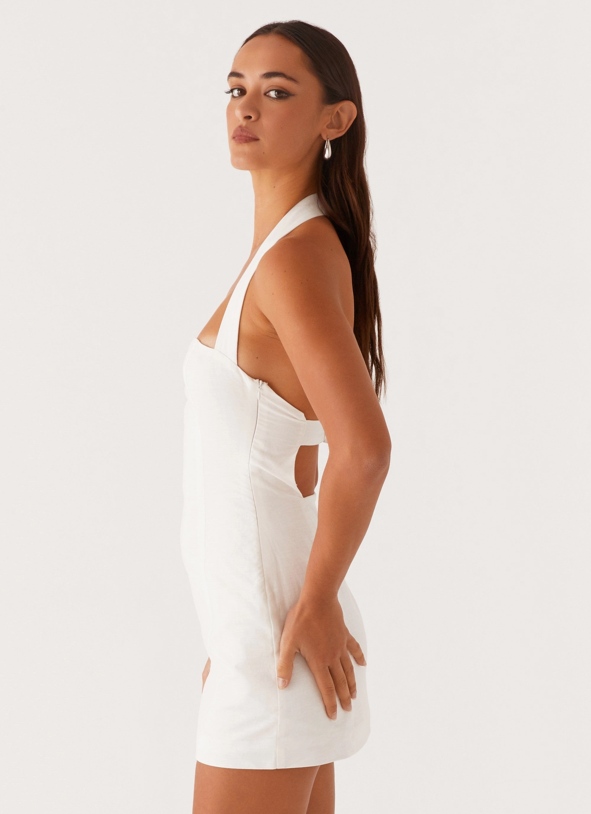 Julianna Linen Mini Dress - White Easy Comfort