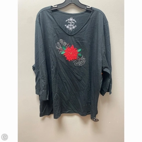 Comfy Apparel Beach Wear Top Short Sleeve Basic By Coral Bay In Black, Size: 3x