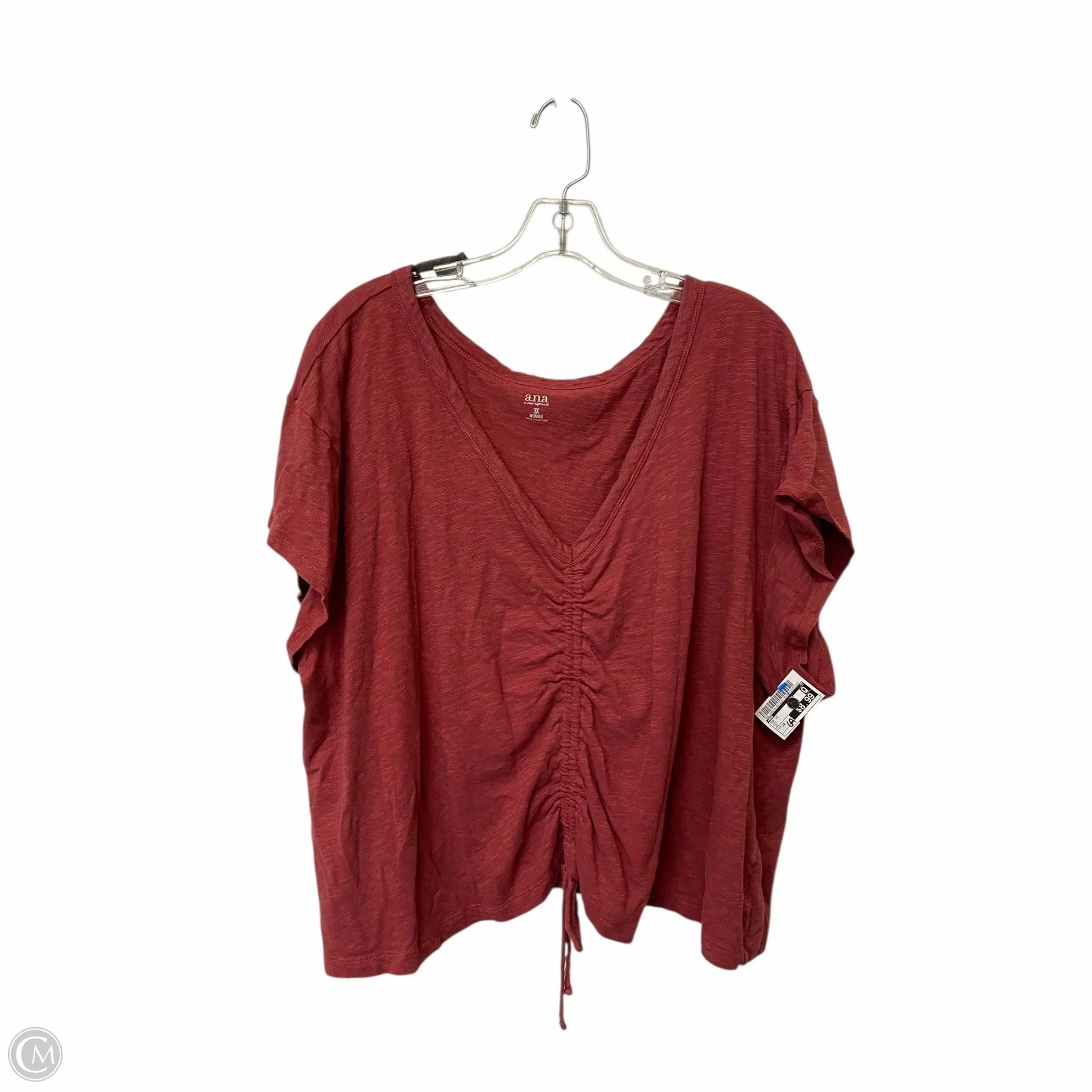 Top Short Sleeve By Ana In Red, Size: 3x Retro nostalgia