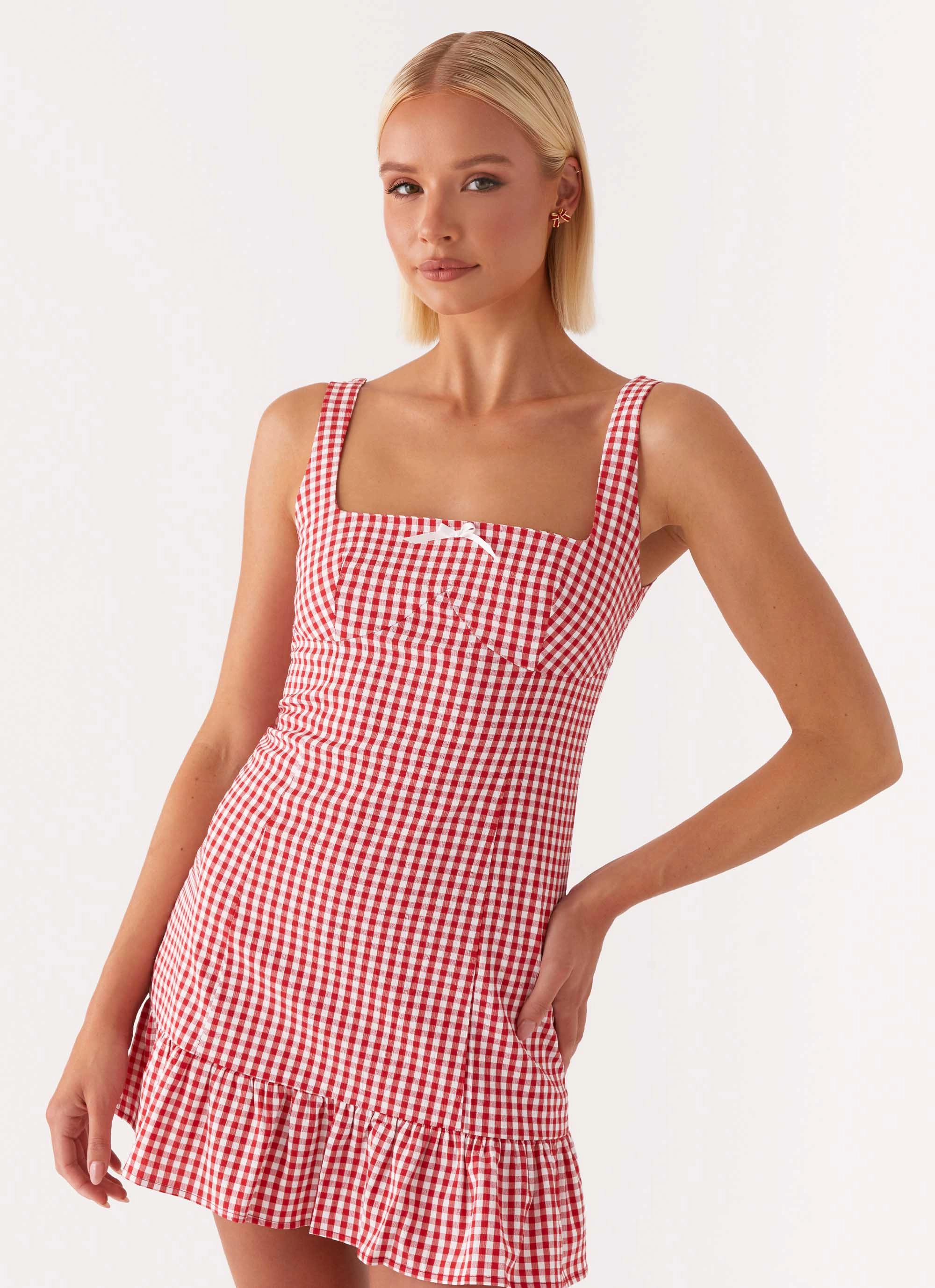 ReinforcedHem Honesty Mini Dress - Red Gingham