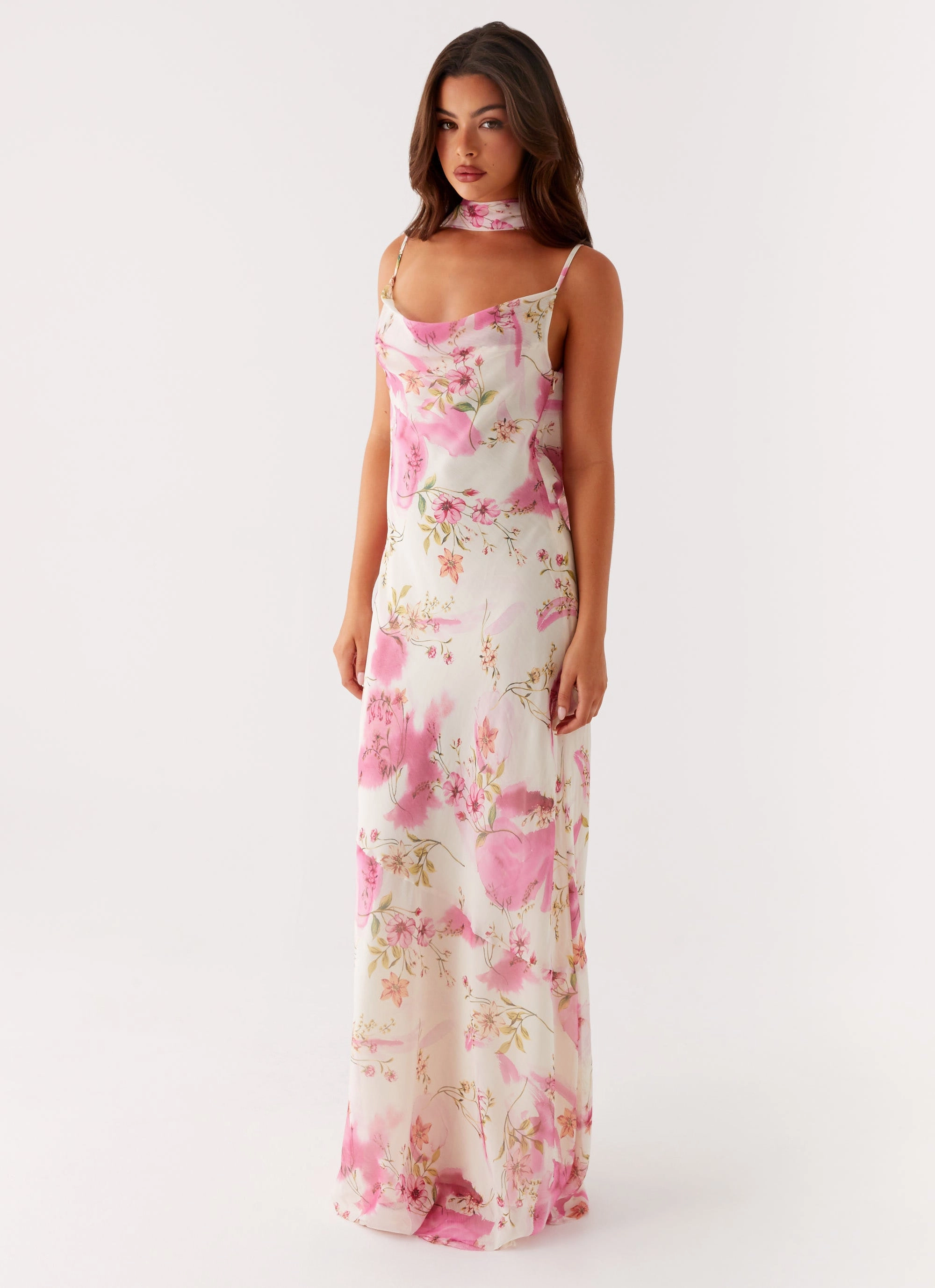 Spencer Maxi Dress - Ivory Floral Print Classic Move Cool Undertone