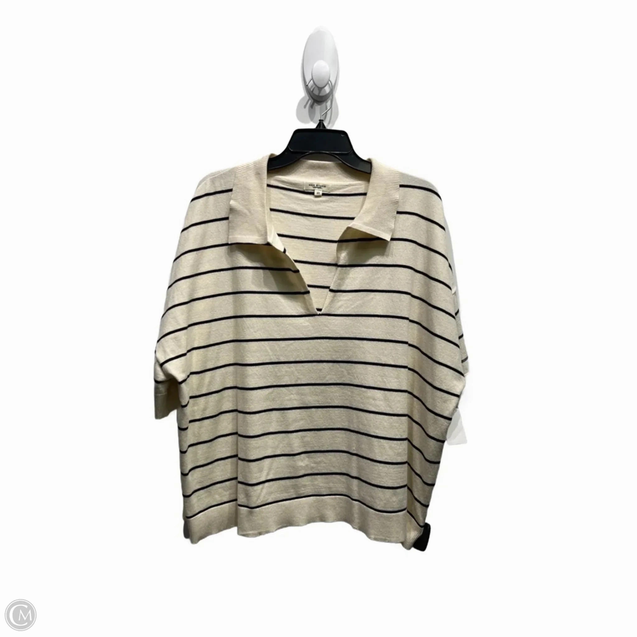 Seasonal Staple Top Short Sleeve By Max Studio In Black & Cream, Size: 2x