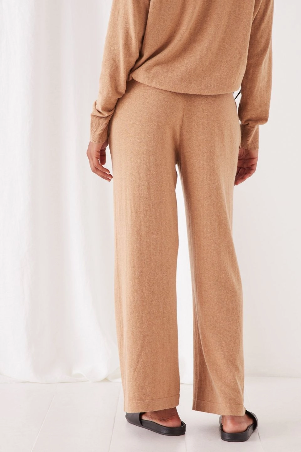 Cotton Cashmere Wide Leg Taupe Pant Day Hike Trendy Vibe