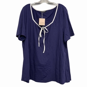 Top Ss By Bloomchic In Navy, Size:3X Anti-pilling Boat Neck