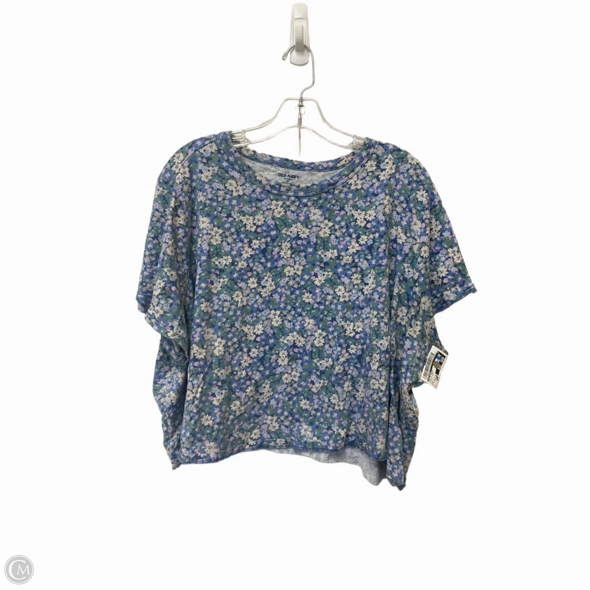 Textured Surface Top Short Sleeve Basic By Old Navy In Floral Print, Size: 3x