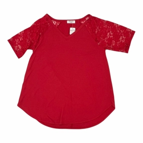 Top Ss By Zenana Outfitters In Red, Size:1X Recycled Polyester Blend