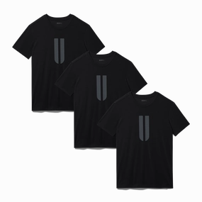 Men's U Tee 3 Pack - Black NonIrritating Seams Recycled Material Blend