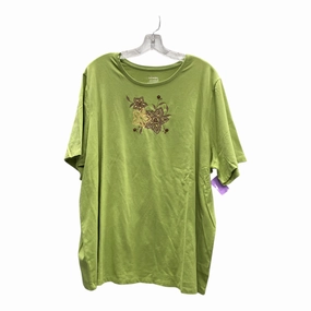 Top Ss By Liz And Me In Green, Size:2X Chafe Free Armhole Pocket Design