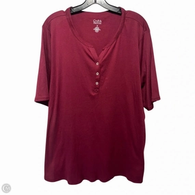 Elbow Sleeve Henley Top  By Croft And Barrow In Maroon, Size: 3x Casual Choice
