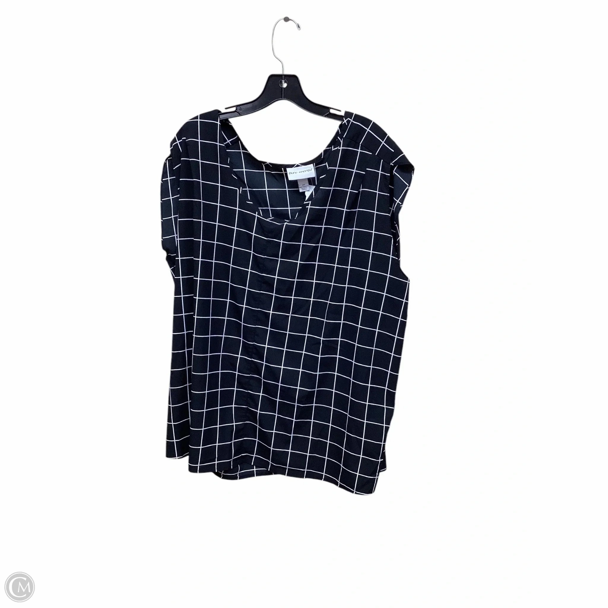 Top Short Sleeve By Pure Energy In Black & White, Size: 2x Outdoor Outfit Style