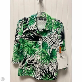 Eco Friendly Textile Jacket Shirt By Onque In Green & White, Size: Sp