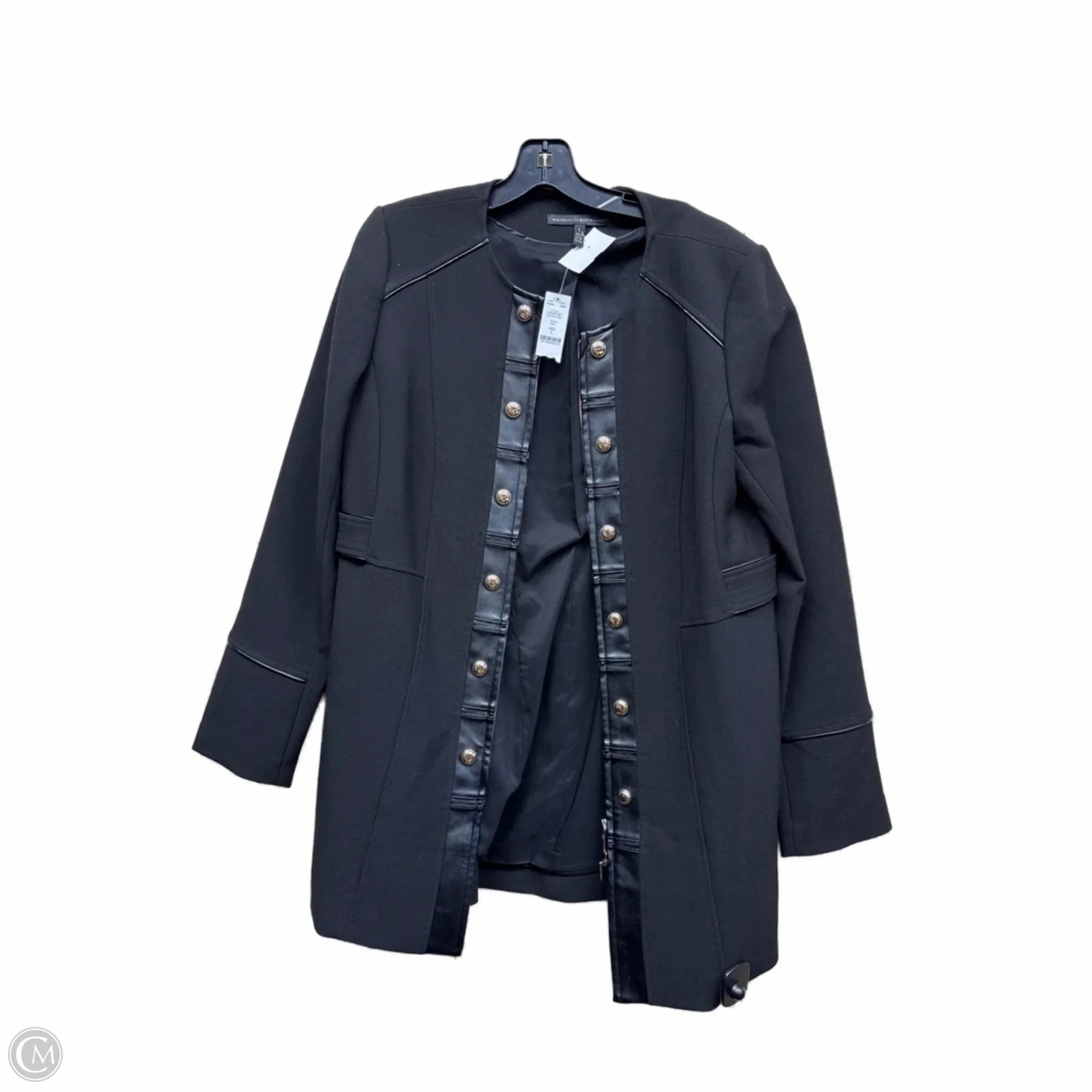 Coat Peacoat By White House Black Market In Black, Size: L Hooded style