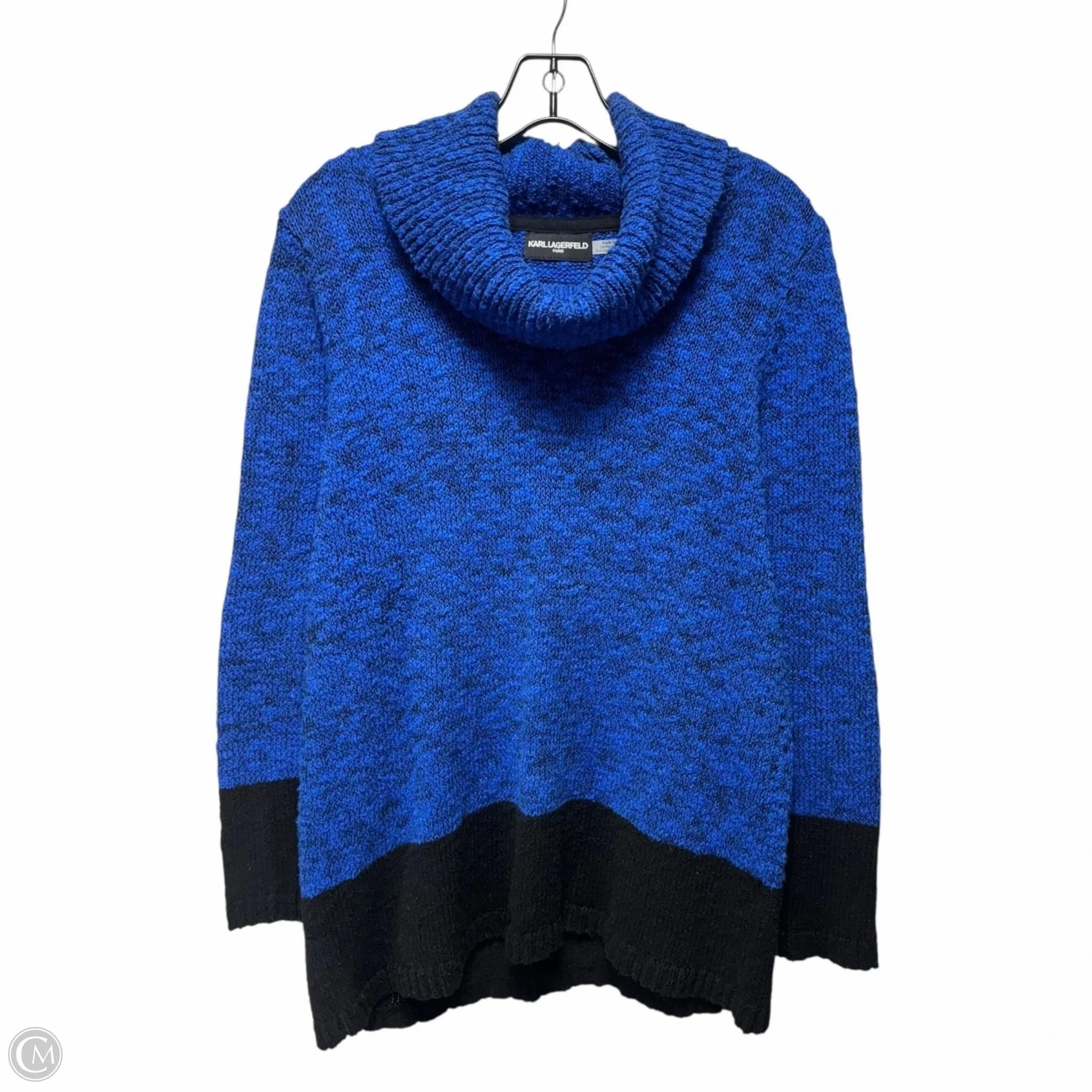 Sweater Designer By Karl Lagerfeld In Black & Blue, Size: M Soft Layers Quick Comfort