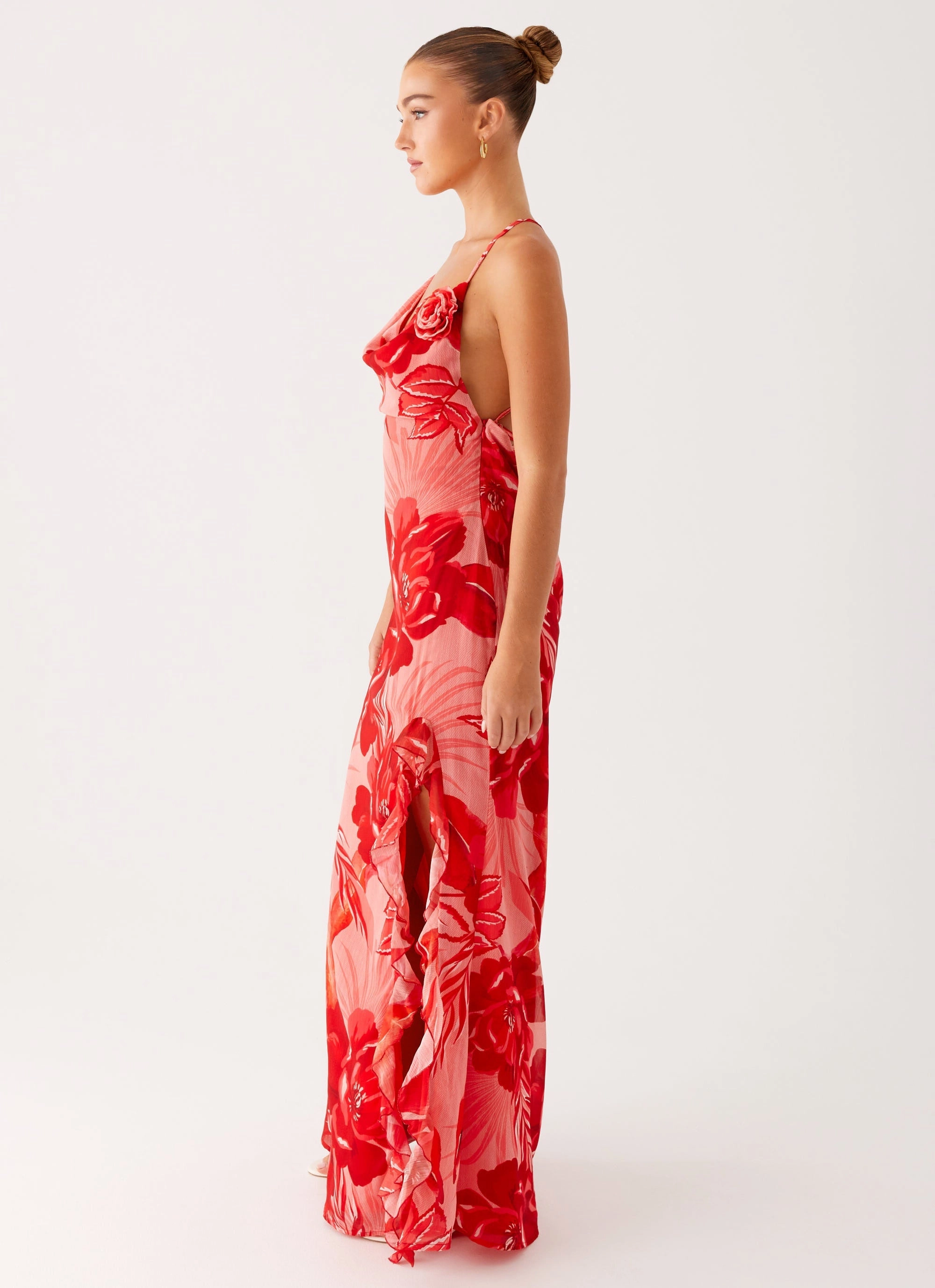 First Class Maxi Dress - Sicily Sunsets Print Structured Fit Sleek Tone