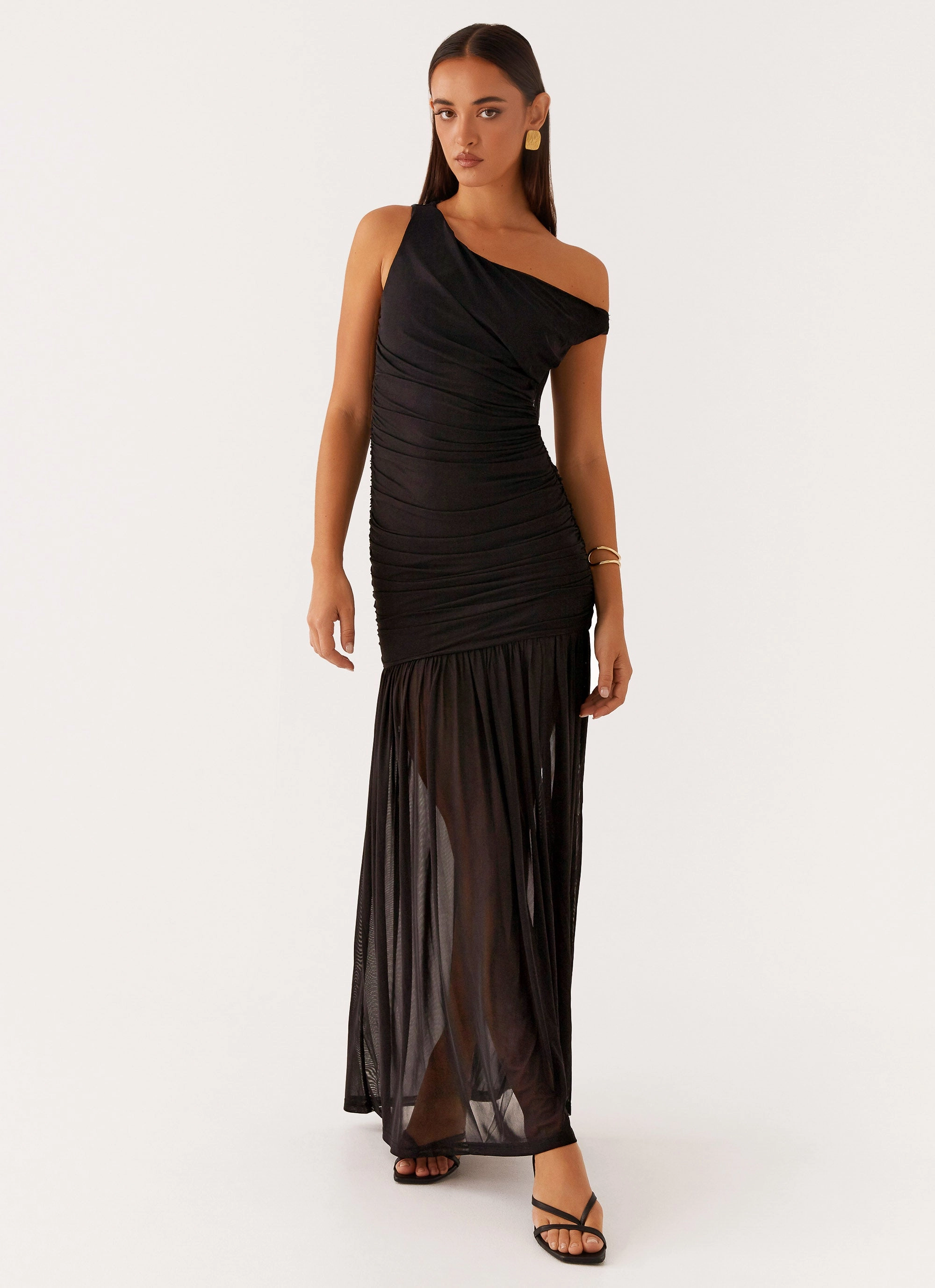 Drape Wave Pavilion Maxi Dress - Black