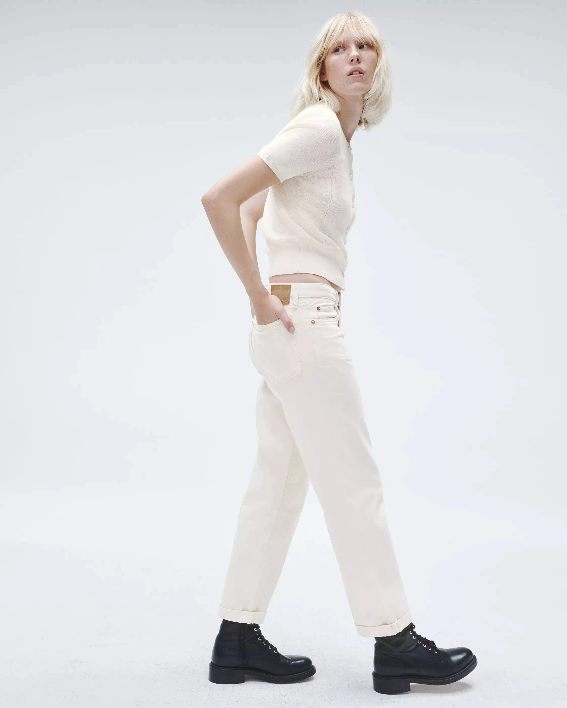 R&B Featherweight Dre Low Rise Baggy in Ecru Fitted Comfort