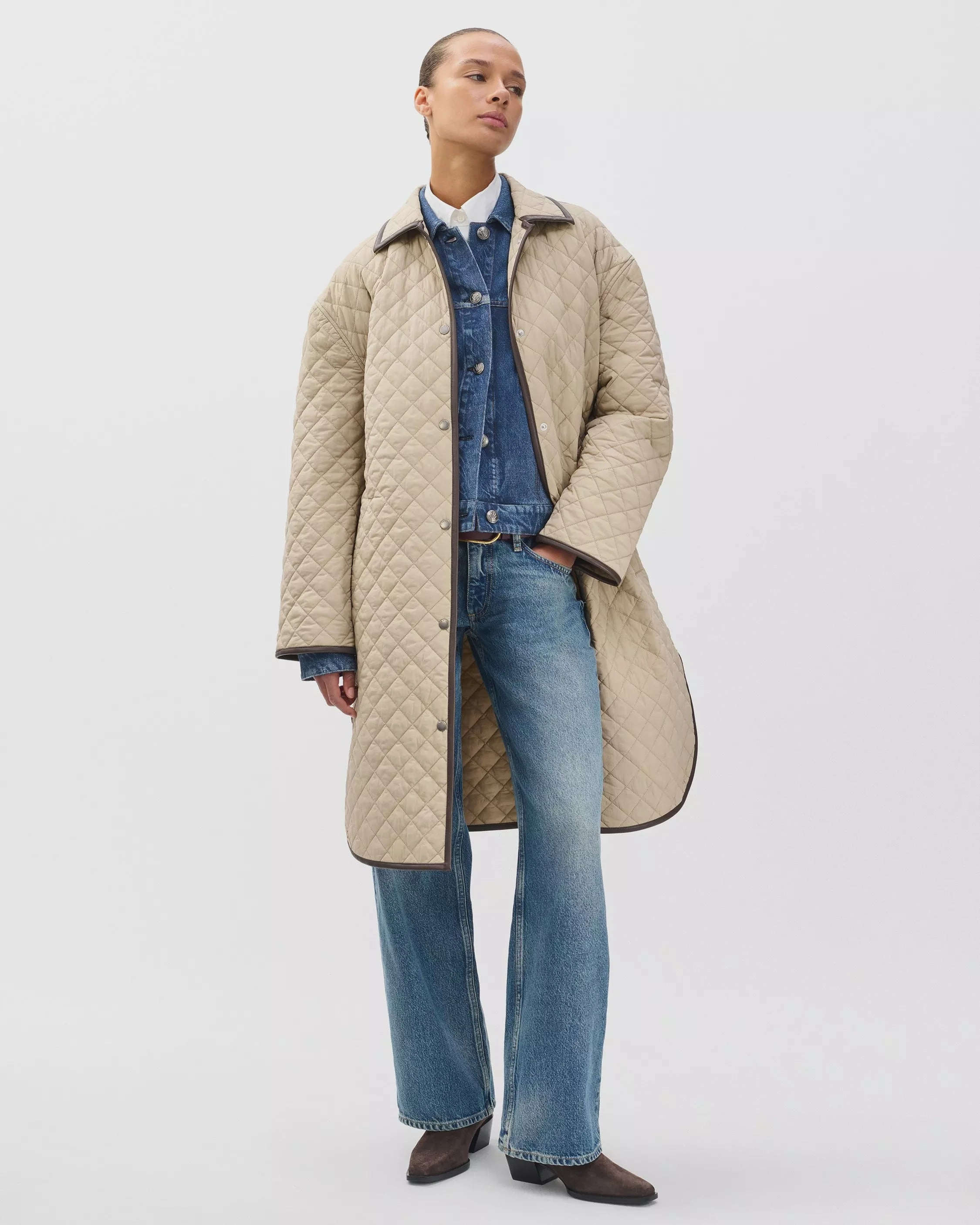 Layered Ventilation Panels Rag & Bone Kelly Quilted Jacket in Tan