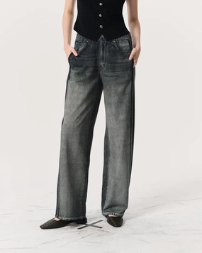 Rag & Bone Miramar Wide Leg Track Pant in Washed Black Comfort Stretch Office Wear Weekend Warrior Trend Setter