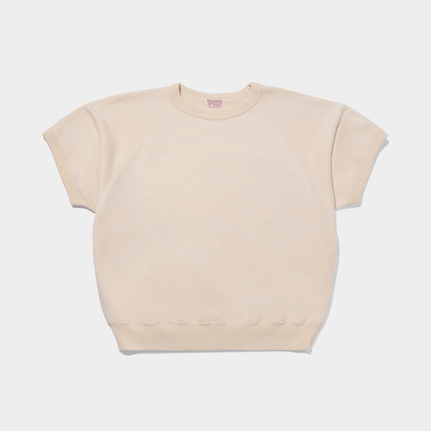 Embellished Neckline Durable Material Raglan Short Sleeve Sweatshirt Ecru