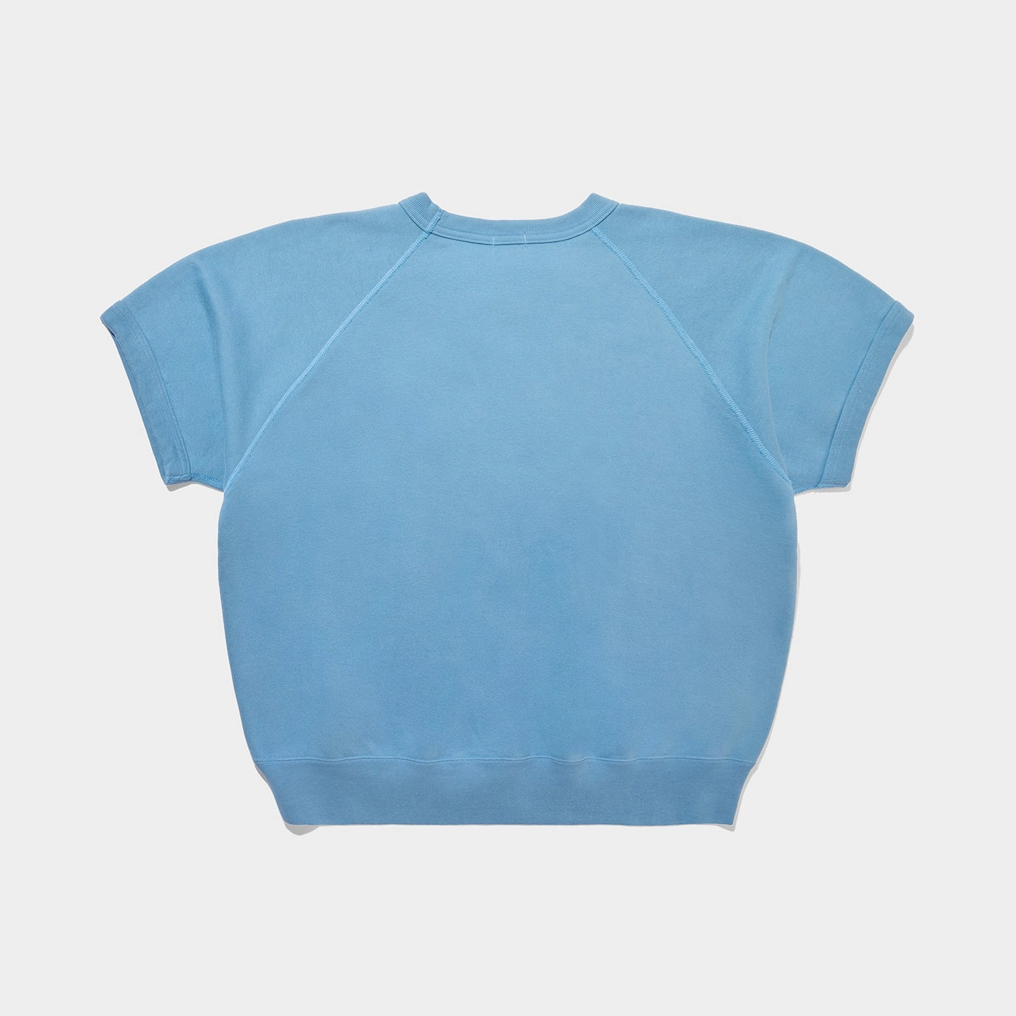 Raglan Short Sleeve Sweatshirt Sax Blue Flexible Wear Seamless construction