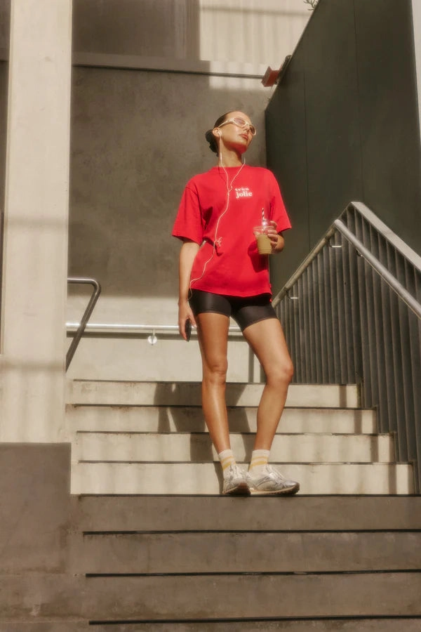 Raw Edge Detail Jolie Cherry Tee