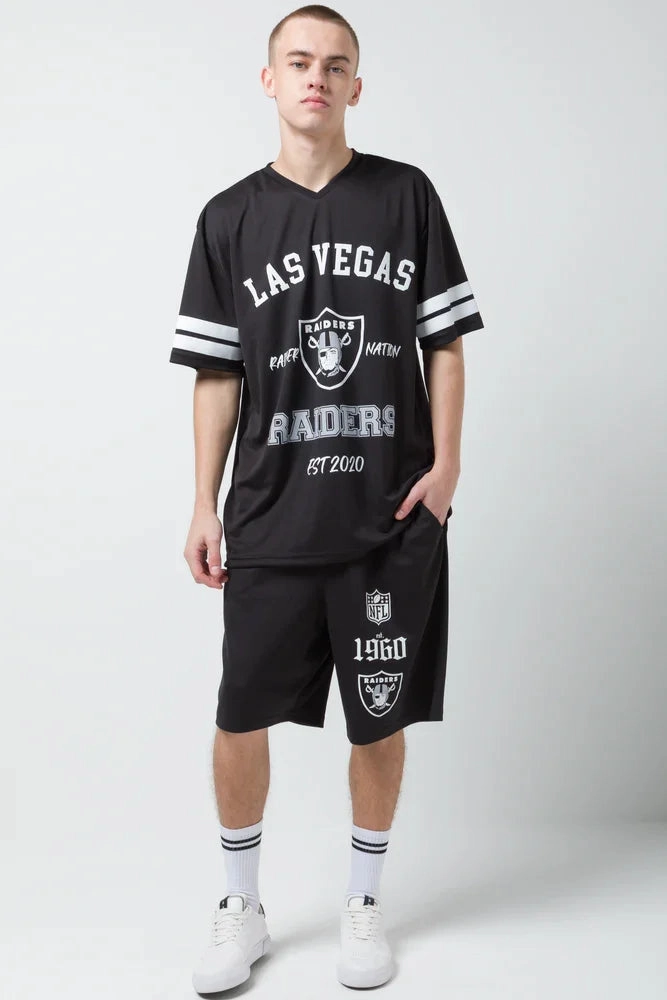Raiders Shorts Black cycling outfit Patchwork Design