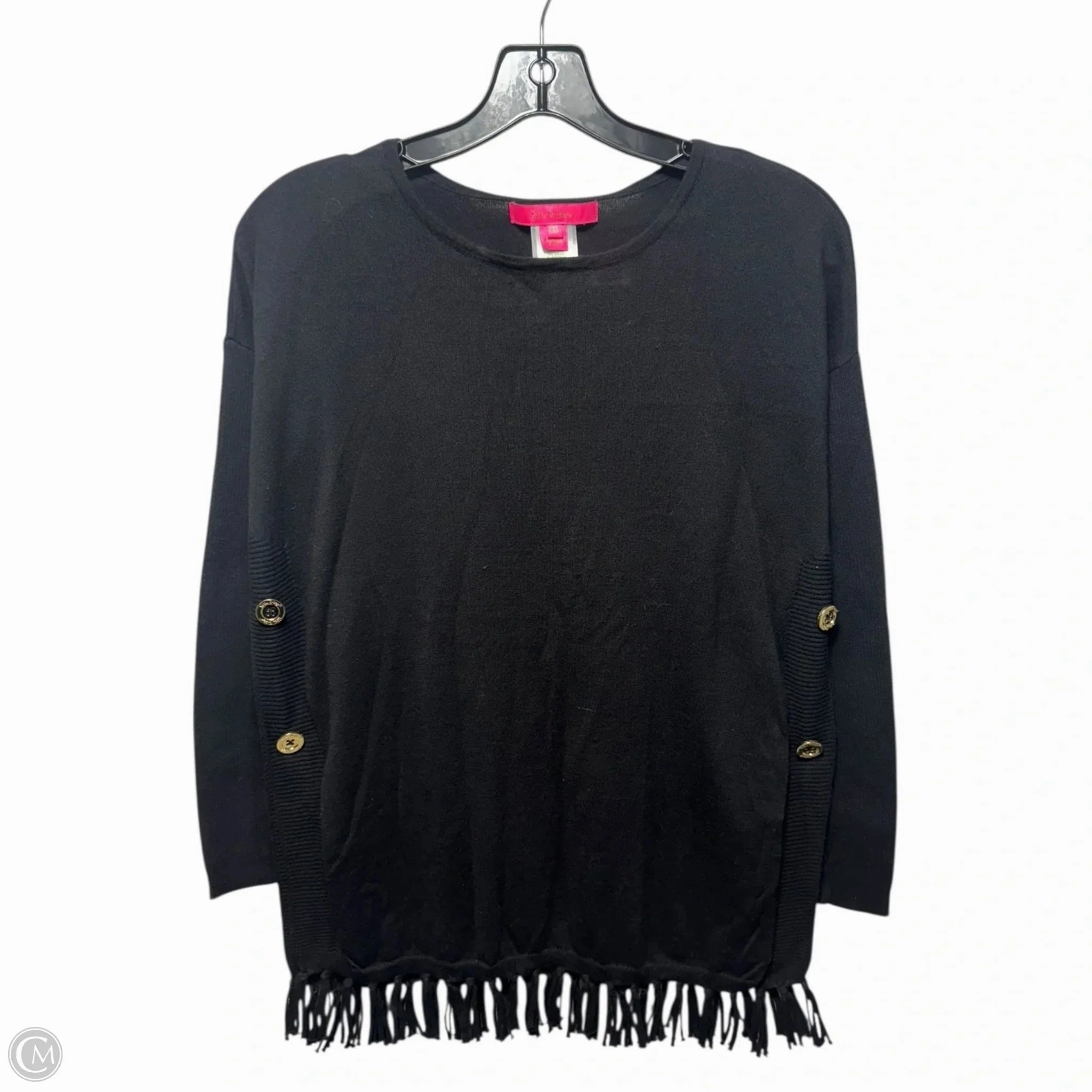 Low Maintenance Care Ramona Fringe Sweater Designer By Lilly Pulitzer In Black, Size: XXS