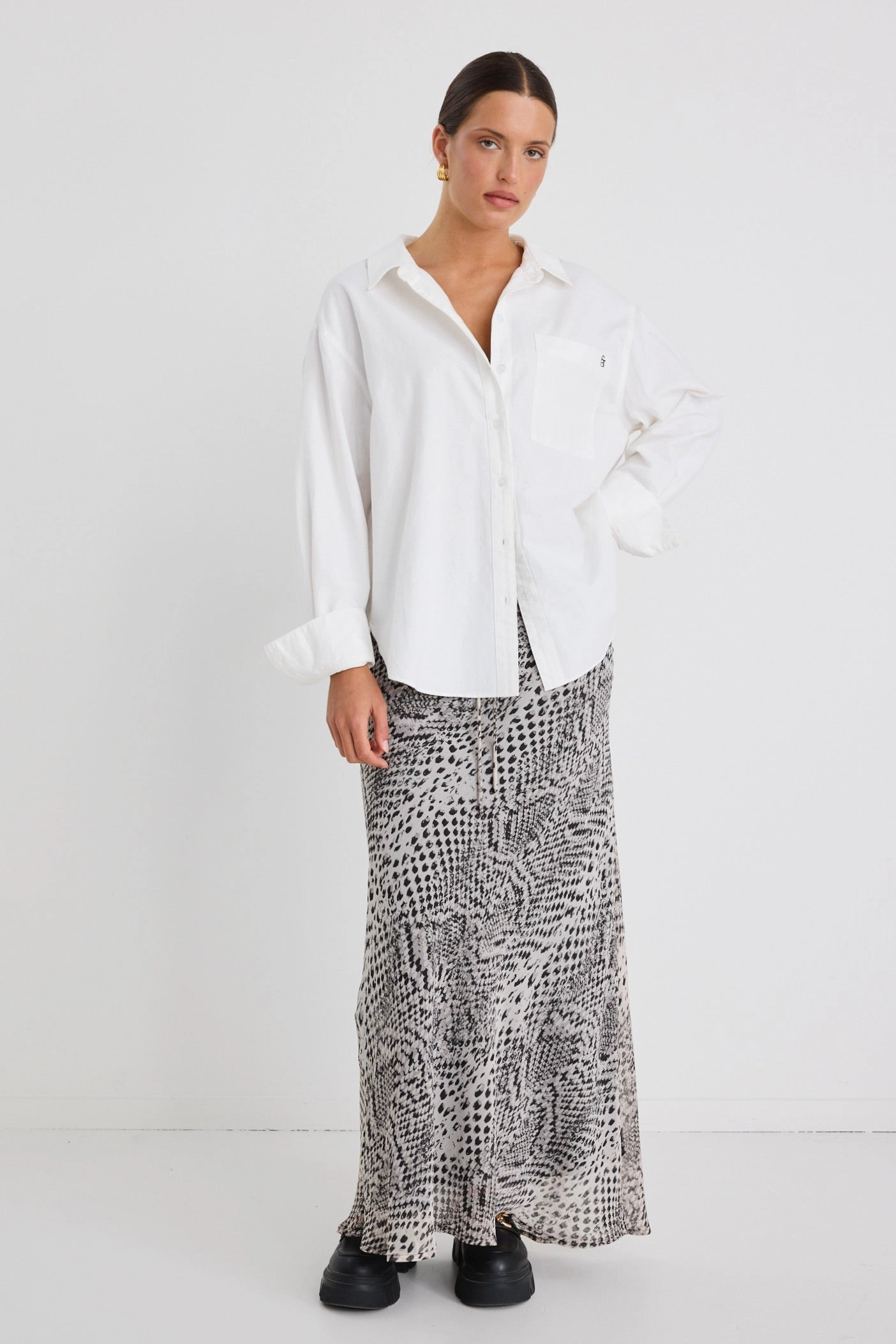 Cultural Heritage Rarity Charcoal Snake Tie Waist Bias Maxi Skirt