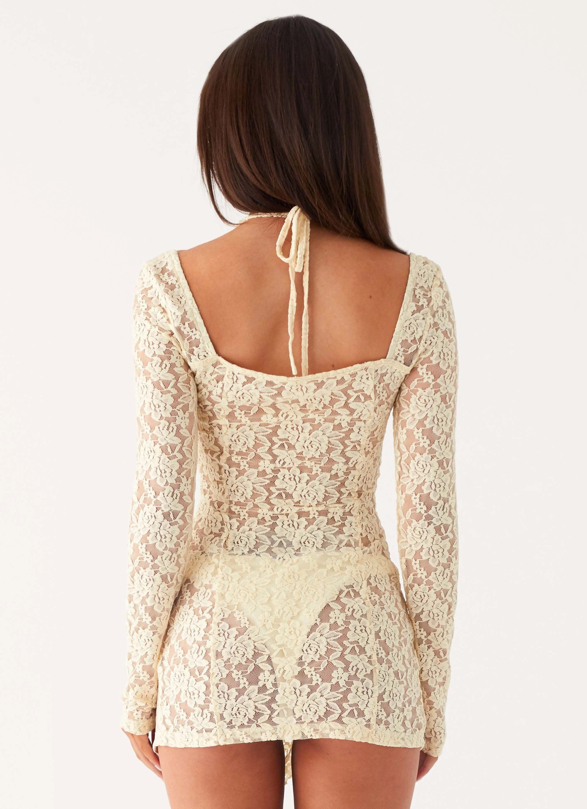 Rarri Lace Mini Dress - Ivory Soft Profile Cool Simplicity