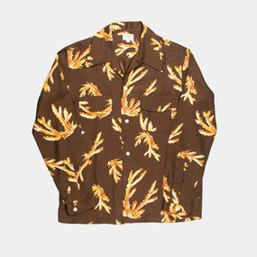 Eye-Catching Pattern Non Iron Rayon Shirt Coral Brown