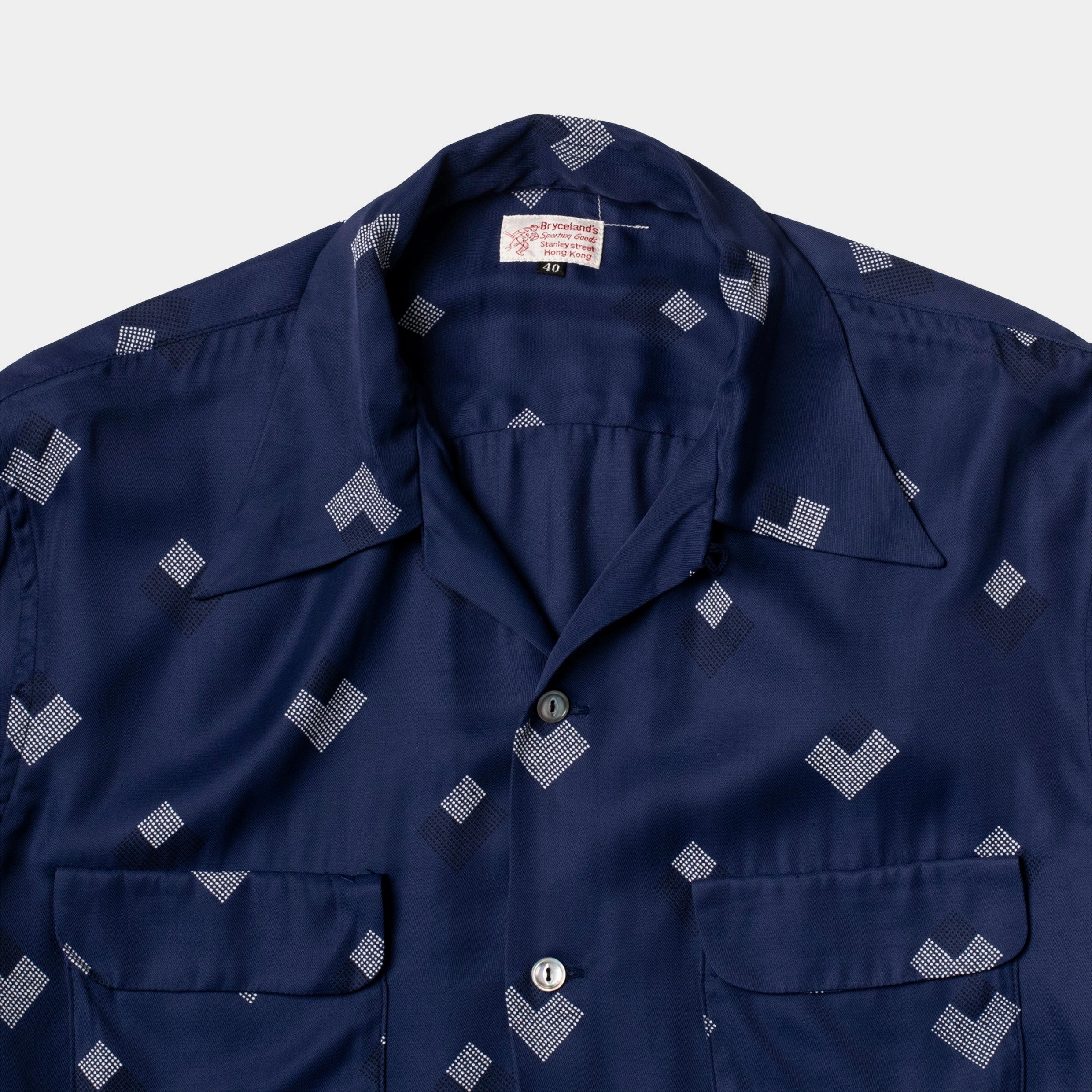 Rayon Shirt Diamond Blue Double Needle Hemming