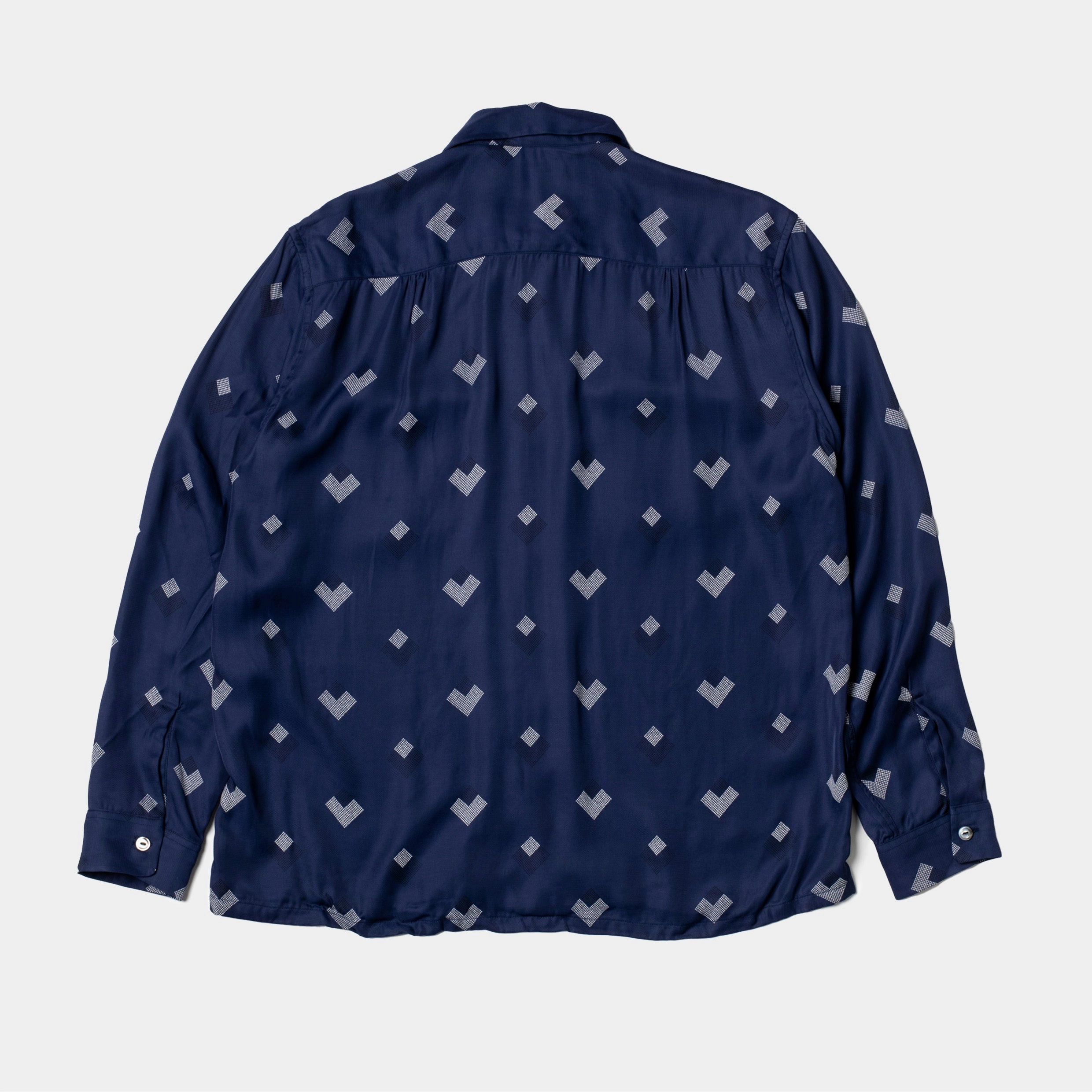 Rayon Shirt Diamond Blue Geometric Pattern
