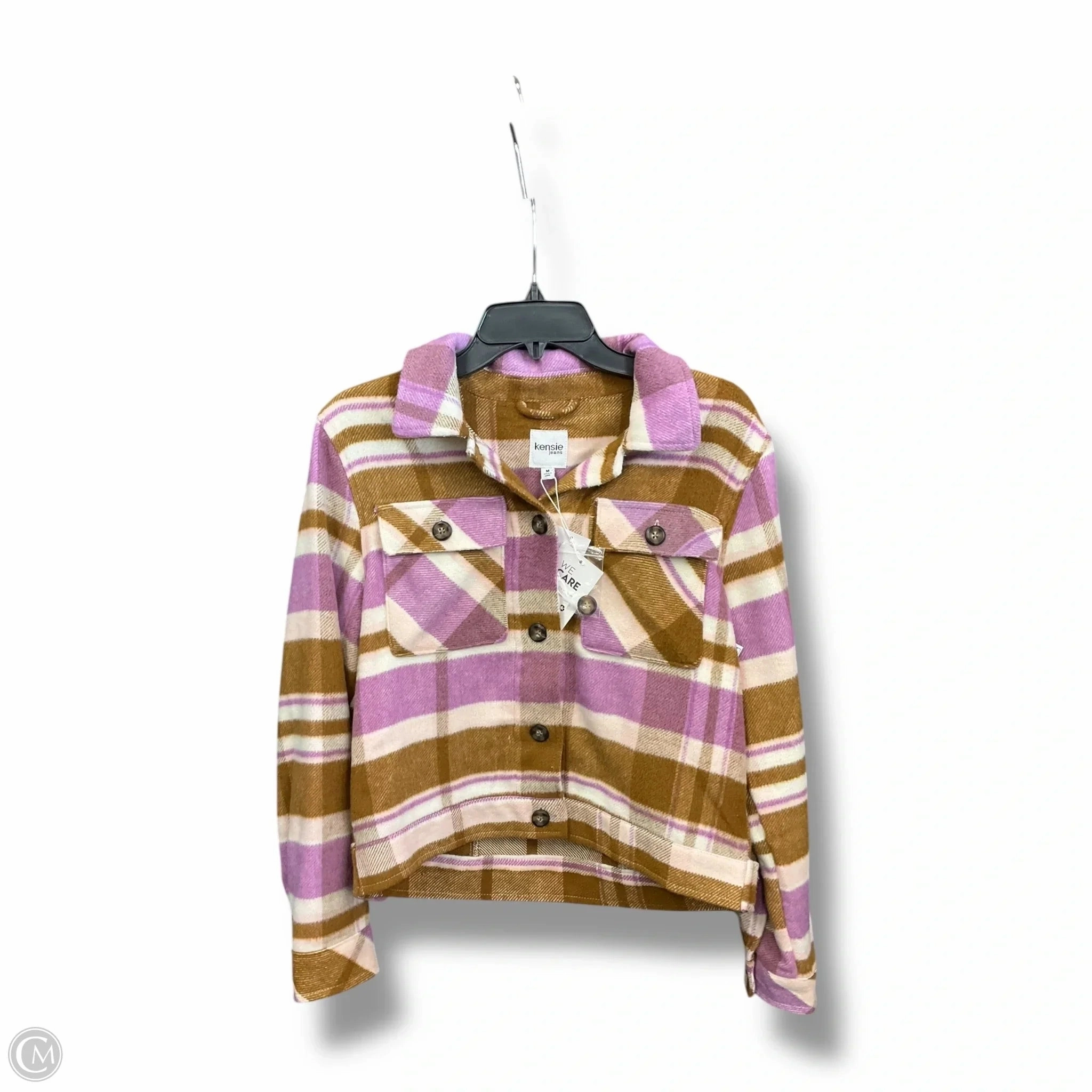 Jacket Shirt By Kensie In Multi-colored, Size: M Knee Length