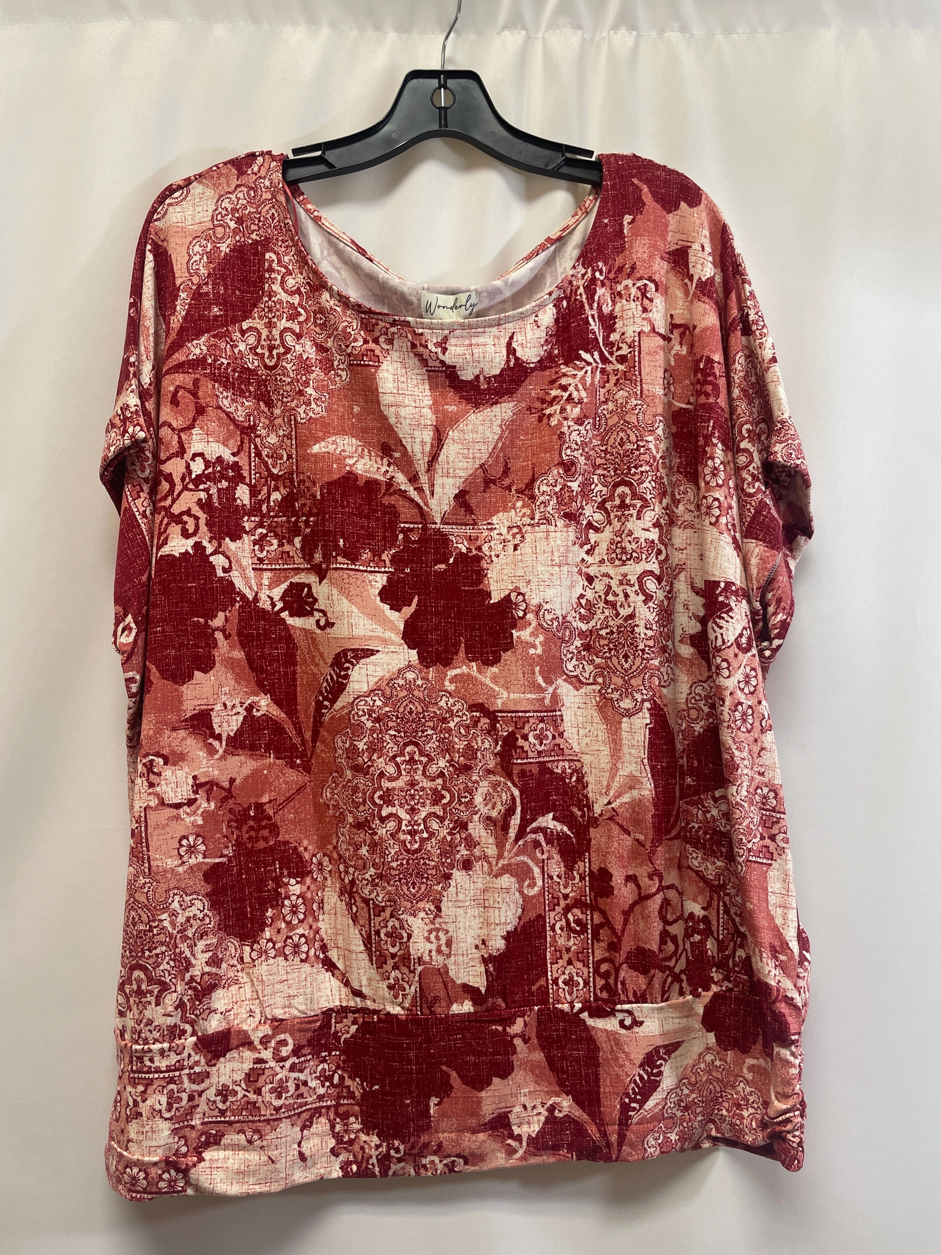 Stretch waistband Thermal Regulation Layer Red Top Short Sleeve Wonderly, Size 3x