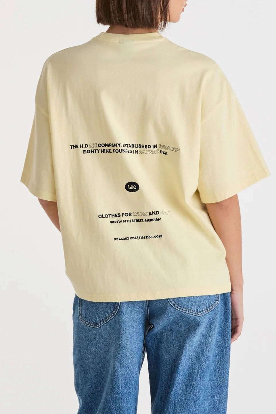 Redefined Lemon Sprit Recycled Cotton Boxy Tee Organic Cotton Blend Layered Neckline